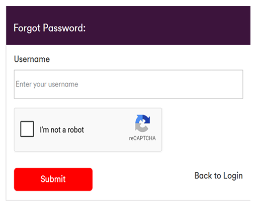 Engage forgot password screen